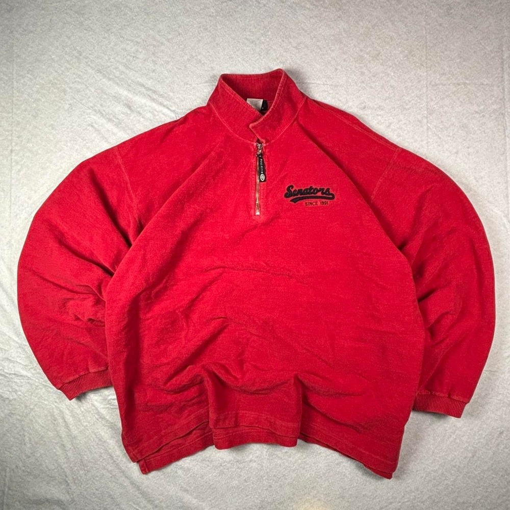 Vintage Red Ottawa Senators 1/4 Zip Fleece Pullover - XL